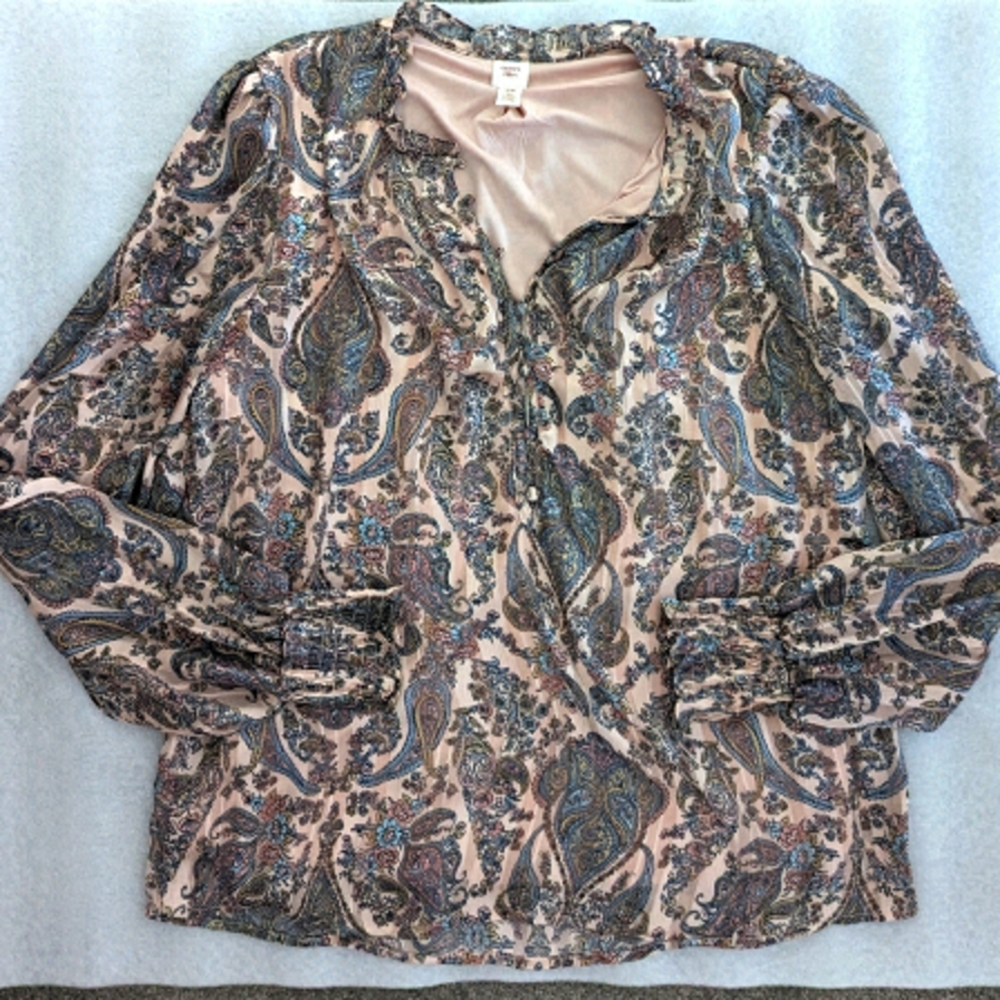 AUTRES filles romantic colors and print long sleeve blouse women's Medium